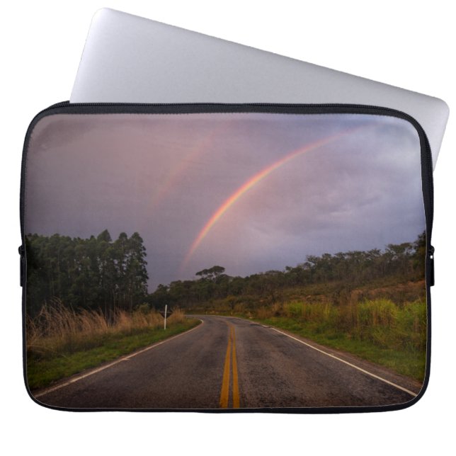 Rainbow And Road Laptop Sleeve (Front)