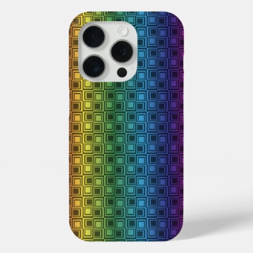 Rainbow and squares pattern iPhone 15 pro case