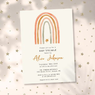 Rainbow And Star Boho Baby Sprinkle Shower Invitation