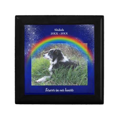 Rainbow and Stars Blue Pet Memorial Gift Box