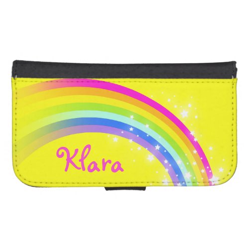 Rainbow and stars bright yellow name flap case