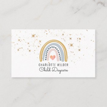 Rainbow And Stars Childcare Business Card by PersonOfInterest at Zazzle