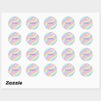 Rainbow and stars classic round sticker
