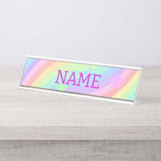 Rainbow and stars desk name plate
