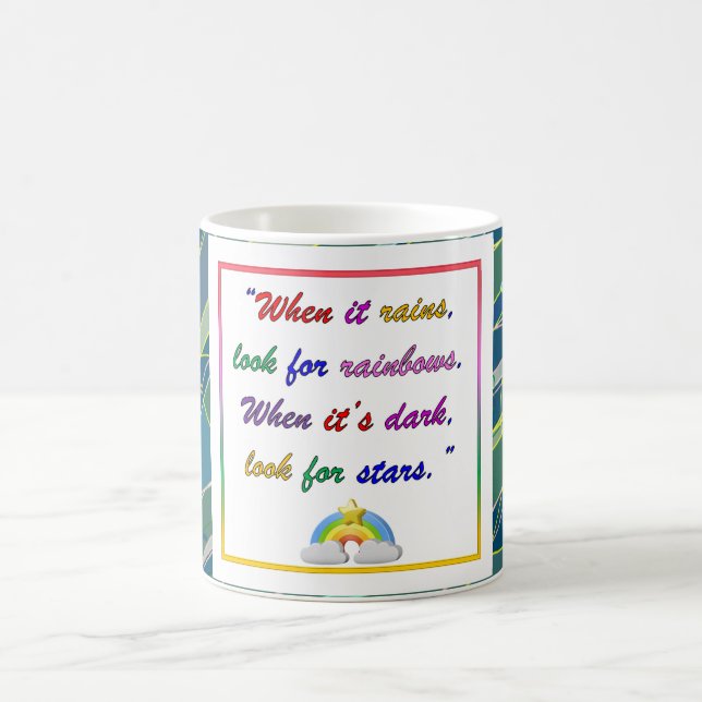 Rainbow and Stars - Motivational Blue Mug (Center)