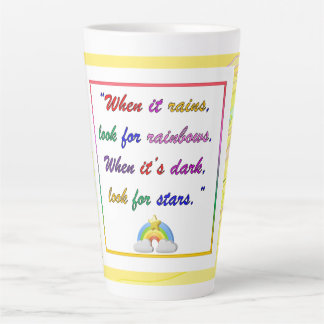 Rainbow and Stars - Motivational Yellow Latte Mug