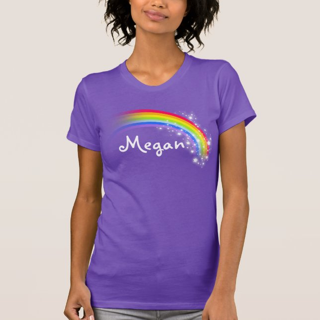 Rainbow and stars personalized name t-shirt (Front)