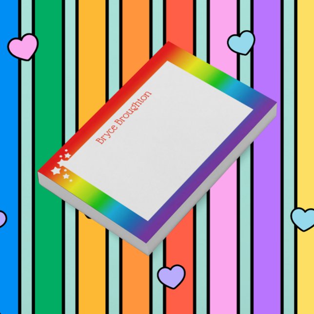 Rainbow and Stars Personalized Post-it Notes (Creator Uploaded)