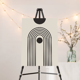 Rainbow and Sun, Boho Abstract Geometric Art Foam Board