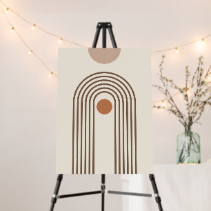 Rainbow and Sun, Boho Abstract Geometric Art Foam Board
