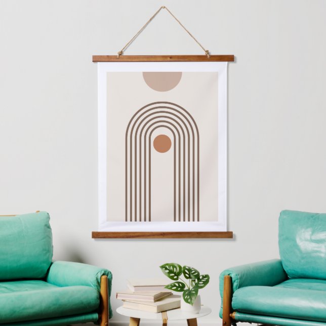 Rainbow and Sun, Boho Abstract Geometric Art Hanging Tapestry (Living Room)