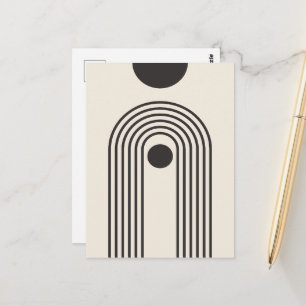 Rainbow and Sun, Boho Abstract Geometric Art Postcard