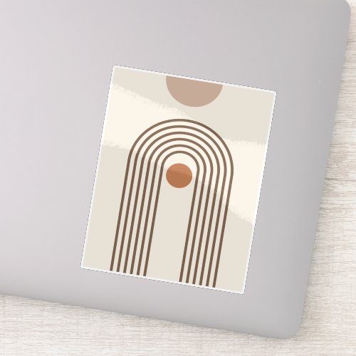 Rainbow and Sun, Boho Abstract Geometric Art Sticker