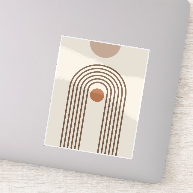 Rainbow and Sun, Boho Abstract Geometric Art Sticker (Detail)