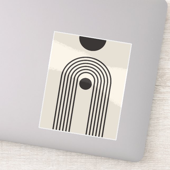 Rainbow and Sun, Boho Abstract Geometric Art Sticker (Detail)