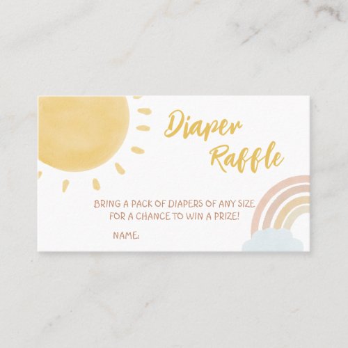 Rainbow and Sunshine Baby Shower Diaper Raffle Business Card