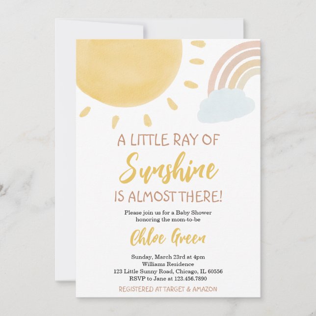 Rainbow and Sunshine Baby Shower Invitation (Front)