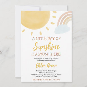 Rainbow and Sunshine Baby Shower Invitation