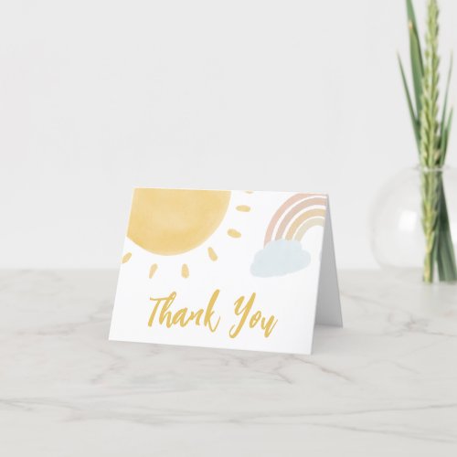 Rainbow and Sunshine Baby Shower Thank You Card