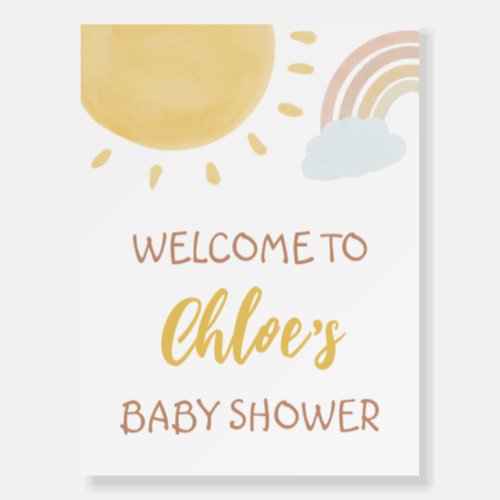 Rainbow and Sunshine Baby Shower Welcome Sign