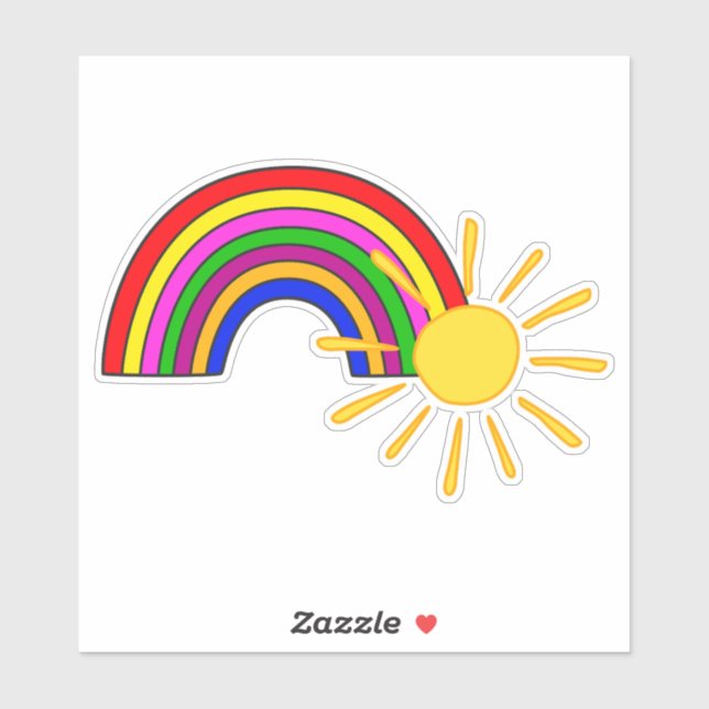Rainbow And Sunshine Contour Sticker (Sheet)