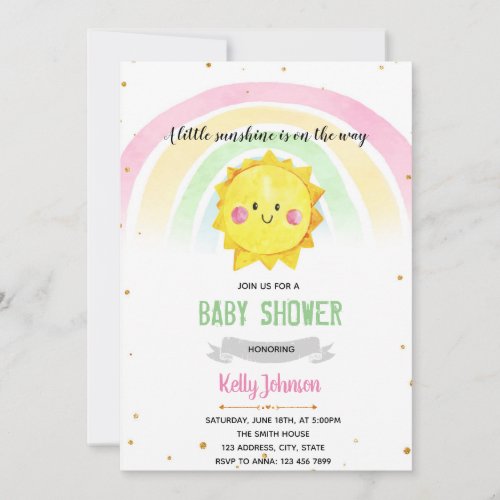 Rainbow and sunshine party invitation