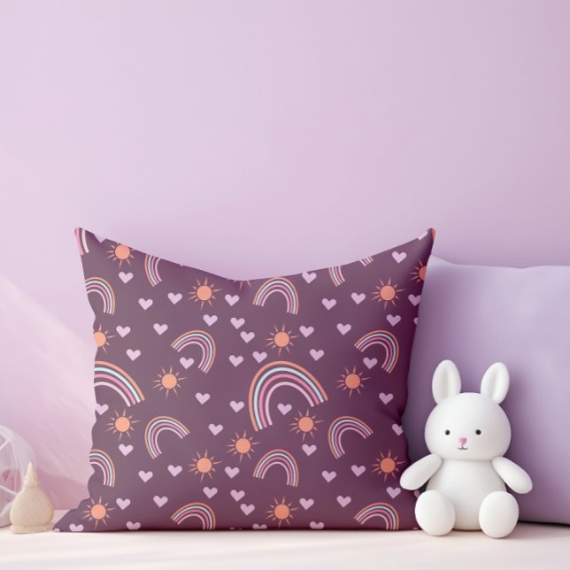 Rainbow and sunshine throw pillow (Creator Uploaded)