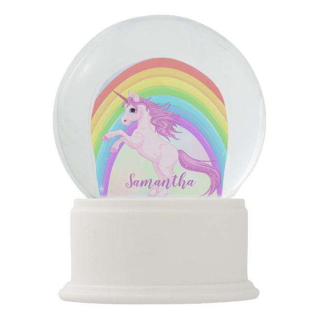 Rainbow and Unicorn Design Snow Globe