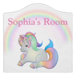 Rainbow and Unicorn Door Sign