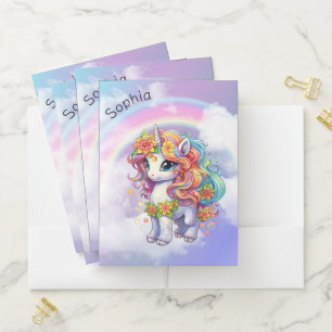Rainbow and Unicorn Pocket Folder