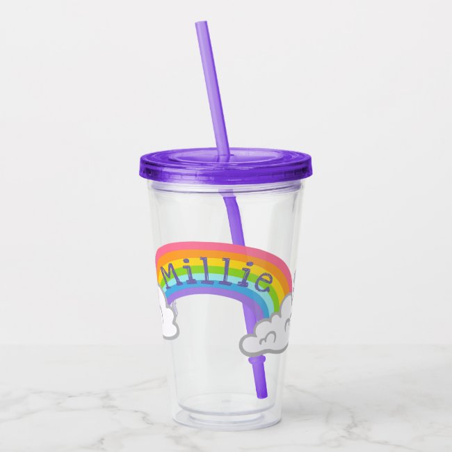 Rainbow and Unicorns Design Acrylic Tumbler