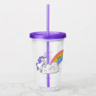 Rainbow and Unicorns Design Acrylic Tumbler