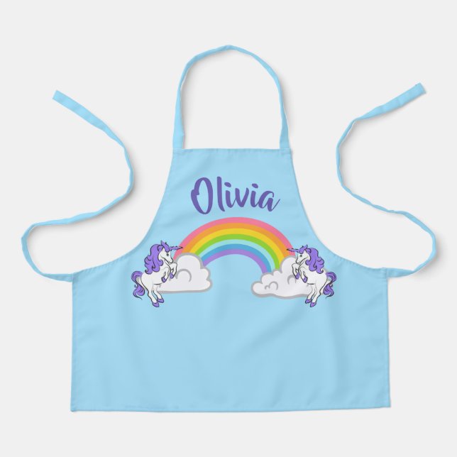 Rainbow and Unicorns Design Apron (Front)