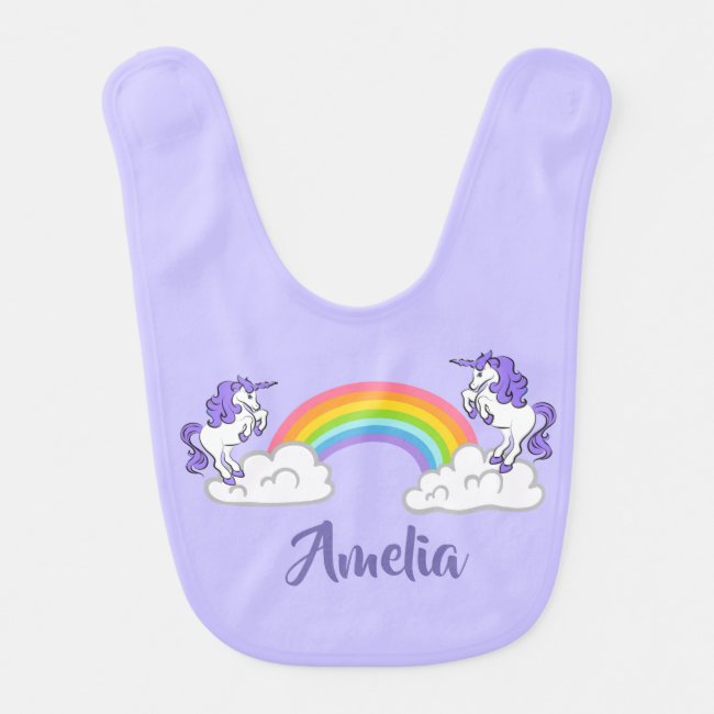 Rainbow and Unicorns Design Baby Bib