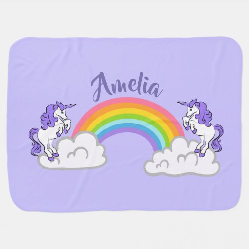 Rainbow and Unicorns Design Baby Blanket