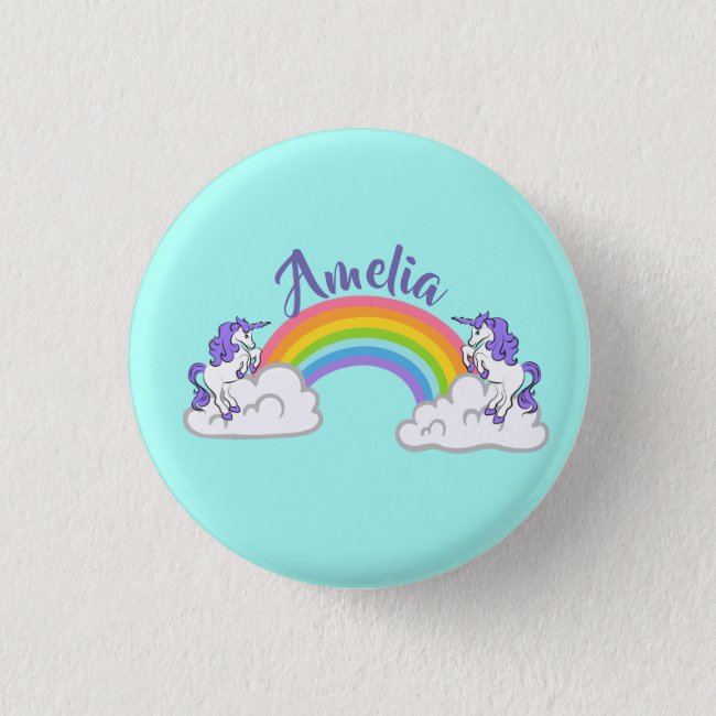 Rainbow and Unicorns Design Button