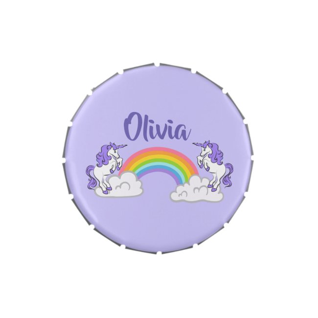 Rainbow and Unicorns Design Candy Tin