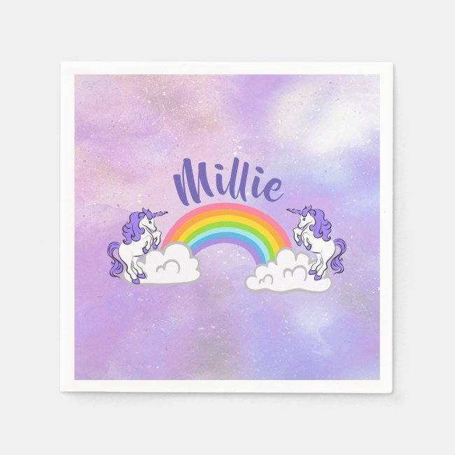 Rainbow and Unicorns Design Paper Napkins