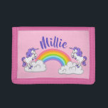 Rainbow and Unicorns Design Trifold Wallet<br><div class="desc">Rainbow and Unicorns Design Wallet with customizable background color and text. For no text,  delete sample text and leave blank.</div>