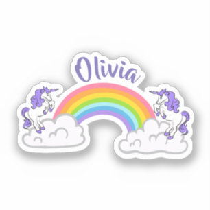 Rainbow and Unicorns Design Vinyl Sticker
