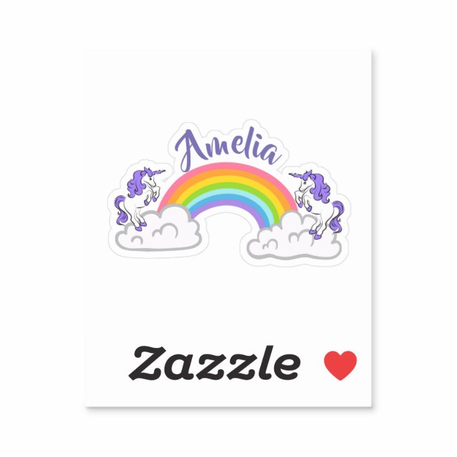 Rainbow and Unicorns Design Vinyl Sticker