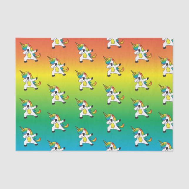 Rainbow and Unicorns Doing the Dab Tissue Paper (Front)