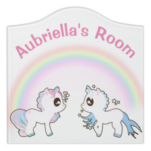 Rainbow and Unicorns Door Sign