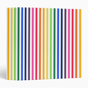 Rainbow and white stripes 3 ring binder