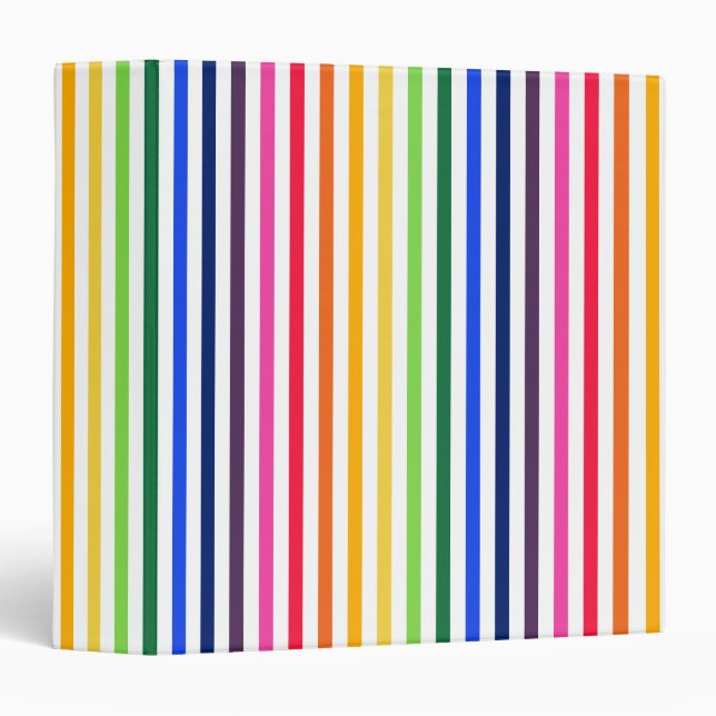 Rainbow and white stripes 3 ring binder (Front/Spine)