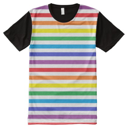 Rainbow and White Stripes All-Over-Print T-Shirt