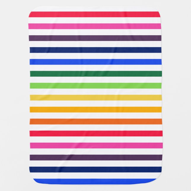 Rainbow and white stripes baby blanket (Front)