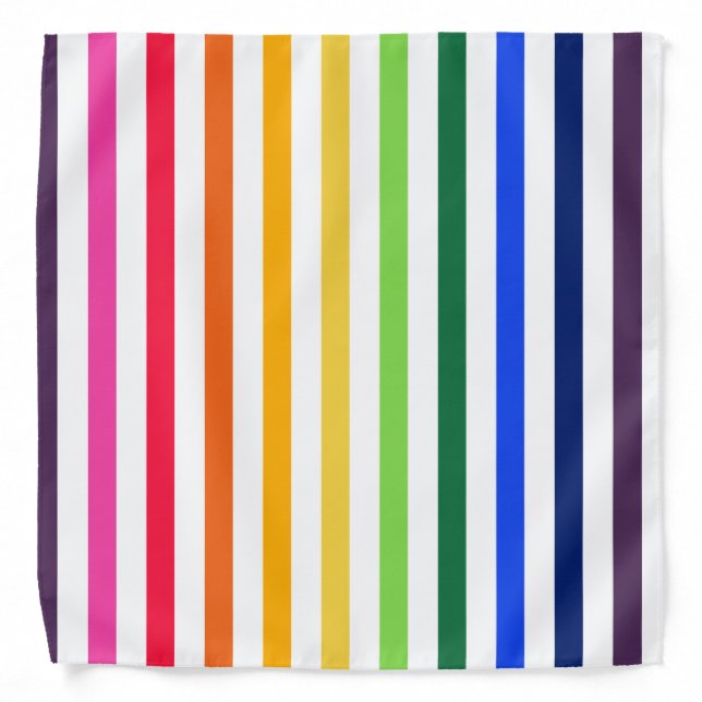 Rainbow and white stripes bandana (Front)