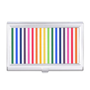 Rainbow and white stripes business card case