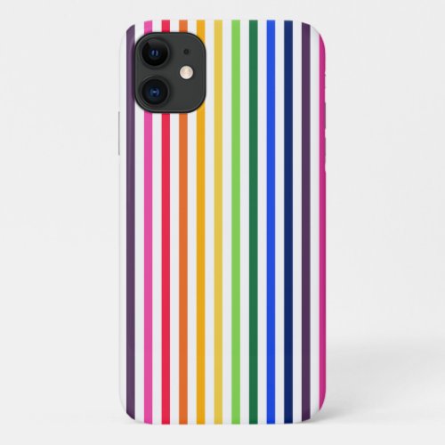 Rainbow and white stripes iPhone 11 case